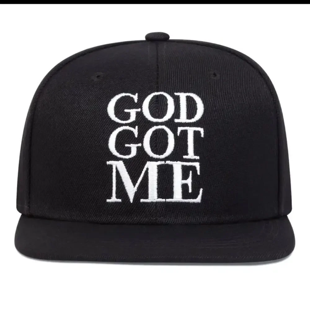 GOD GOT ME Men's Embroidered Hip Hop Hat - Adjustable UV Protection Casual Hat